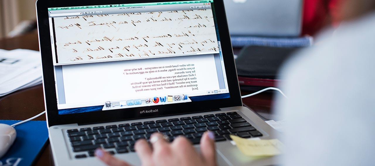 A student working on a literary translation project.